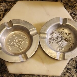 Ford Buffalo Stamping Plate Employee Award Vintage Aluminum Ashtrays Set Of 2